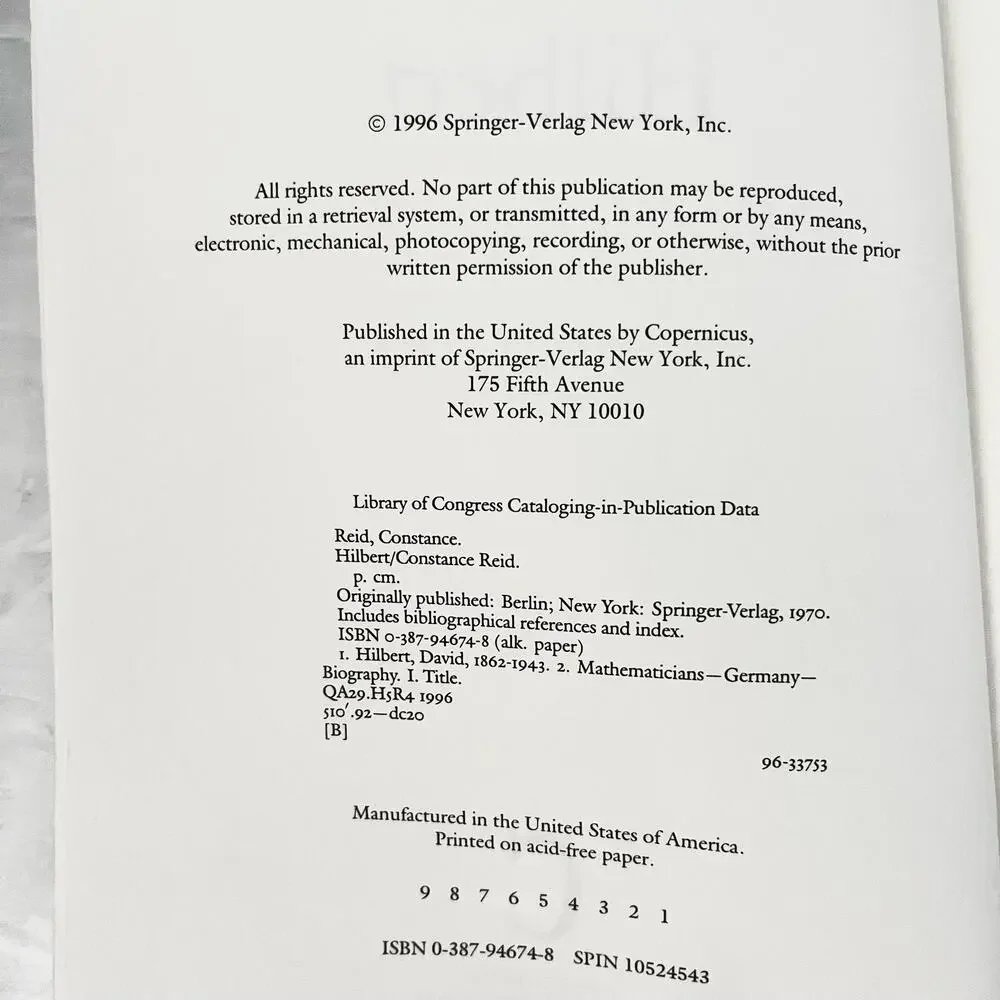 Hilbert - Book by Constance‎ Reid